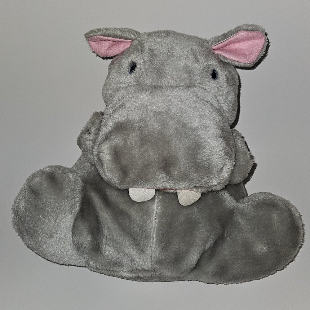 VTG Anya Gray Hippo Hand Puppet Plush 14" Stuffed Animal Toy READ